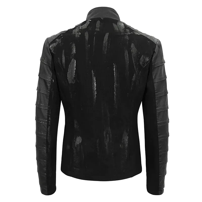 Vegan Leather Hand Painted Techwear Jacket