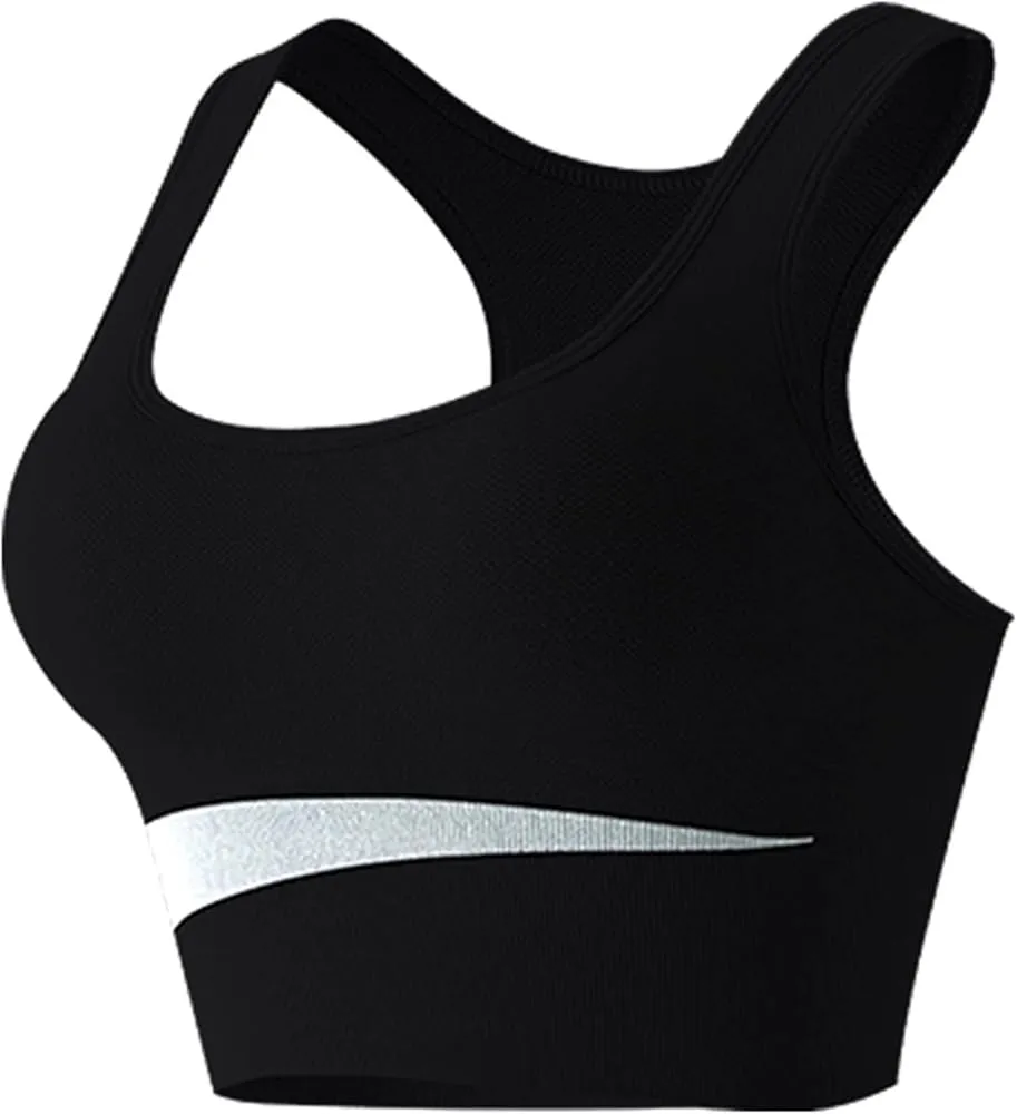 Women's U-Neck Sports Bras with Removable Padded Light Impact Wireless Seamless Yoga Bras Workout Crop Top   504312