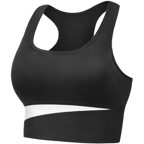 Women's U-Neck Sports Bras with Removable Padded Light Impact Wireless Seamless Yoga Bras Workout Crop Top   504312