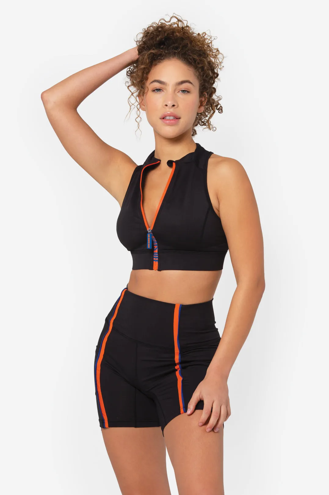 ZIP CROP TOP & HIGH WAISTED BIKER SHORT
